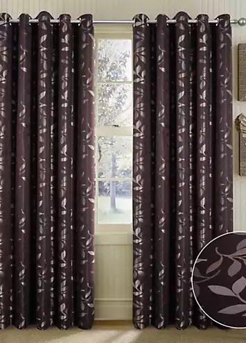 Home Curtains Lorenzo Leaf Jacquard Lined Eyelet Curtains | Kaleidoscope