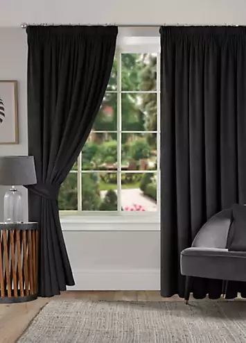 Home Curtains Montreal Pair of Velour Lined Pencil Pleat Curtains | Kaleidoscope