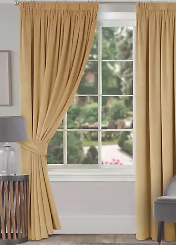 Home Curtains Montreal Pair of Velour Lined Pencil Pleat Curtains | Kaleidoscope