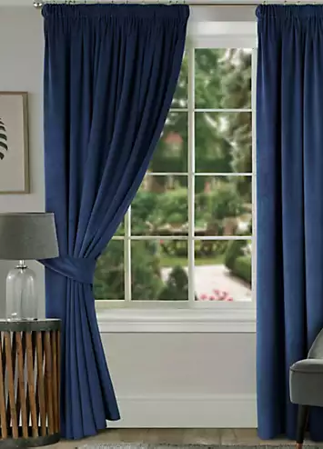 Home Curtains Montreal Pair of Velour Lined Pencil Pleat Curtains | Kaleidoscope