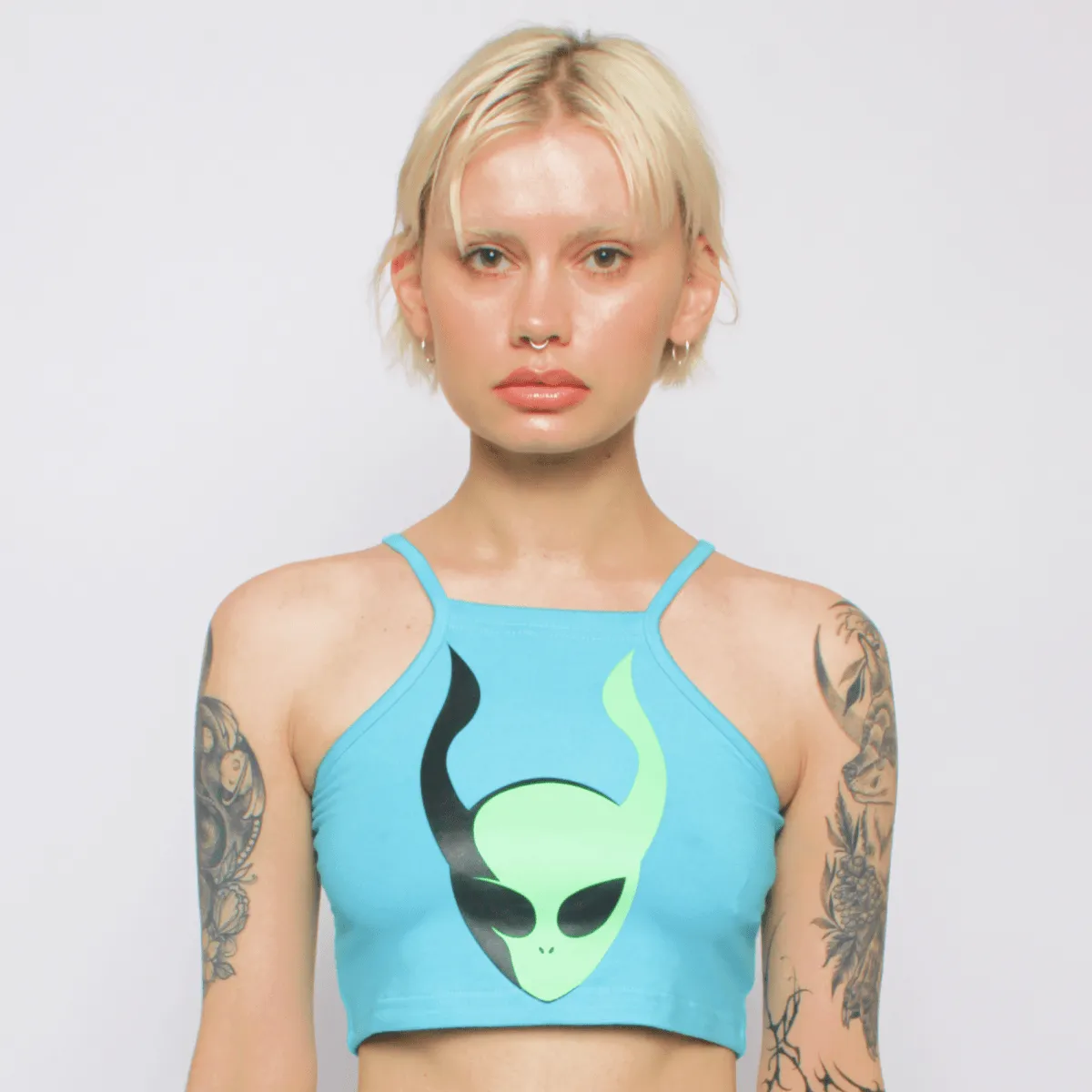 INVASION TANK CROP TOP TURQUOISE