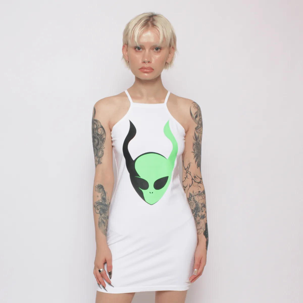 INVASION TANK DRESS WHITE