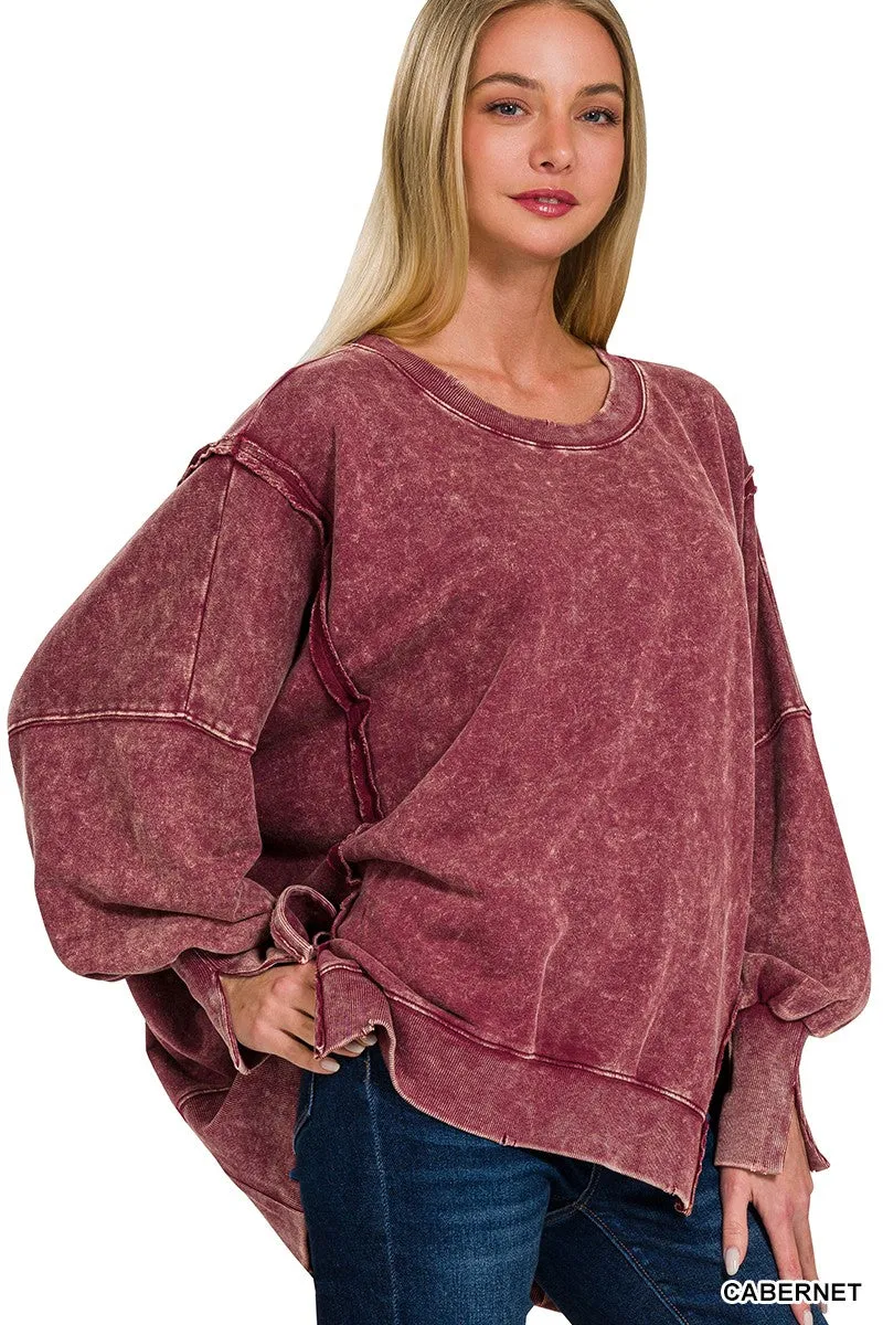 Ivy Oversized Pullover Sweatshirt - Cabernet