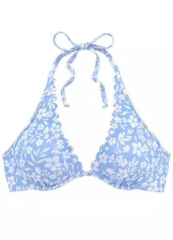 LASCANA Floral Halterneck Underwired Bikini Top | Grattan