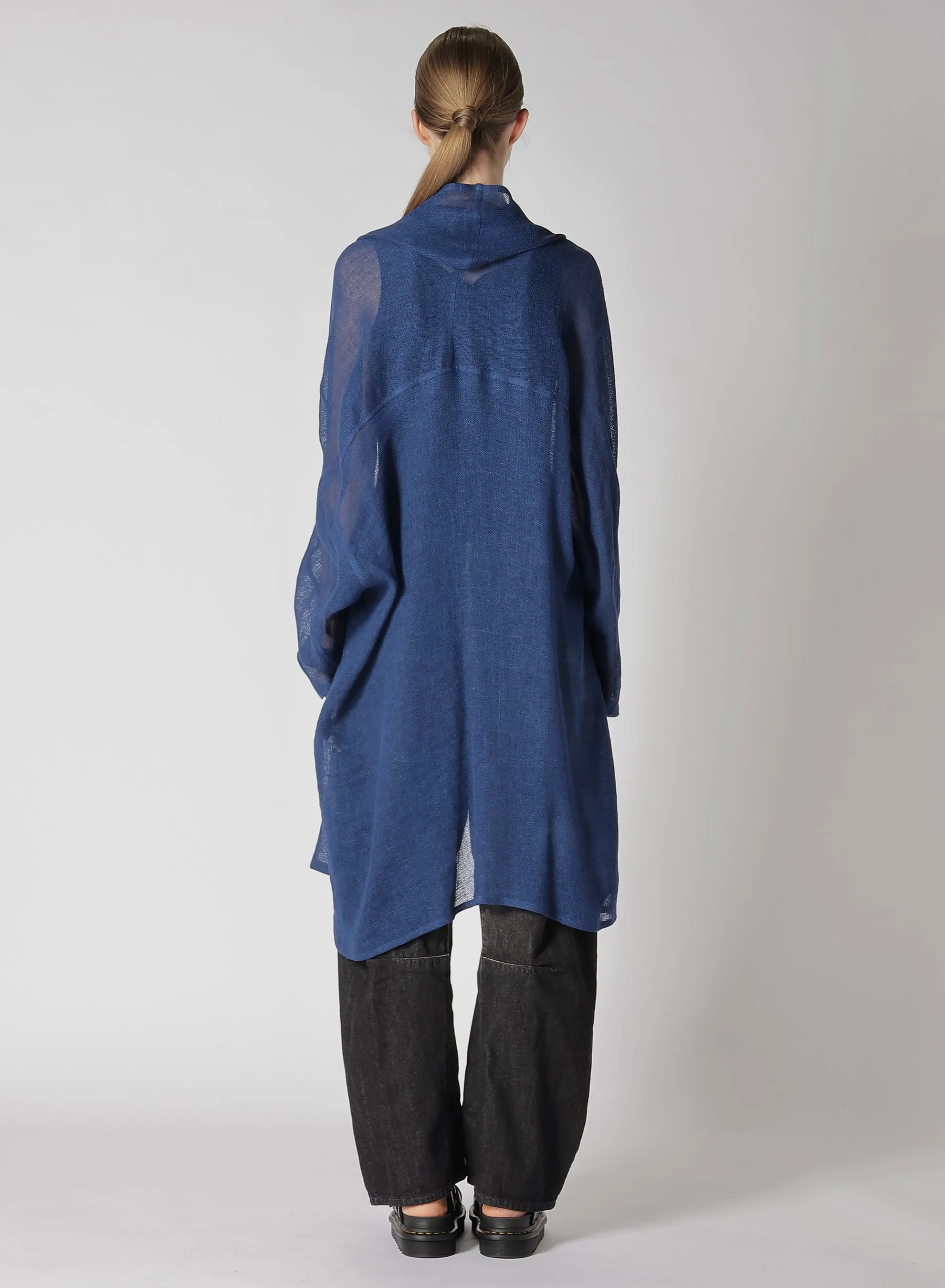 LENO CLOTH SHAWL COLLAR LONG CARDIGAN