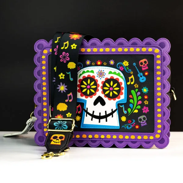 Loungefly x Pixar Coco Miguel Floral Skull  Crossbody Handbag