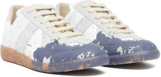 Maison Margiela Replica Paint leather sneakers White