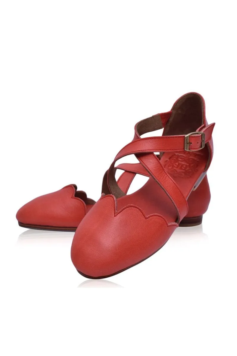 Mangrove Leather Flats in Vintage Red