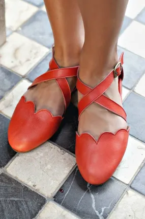 Mangrove Leather Flats in Vintage Red