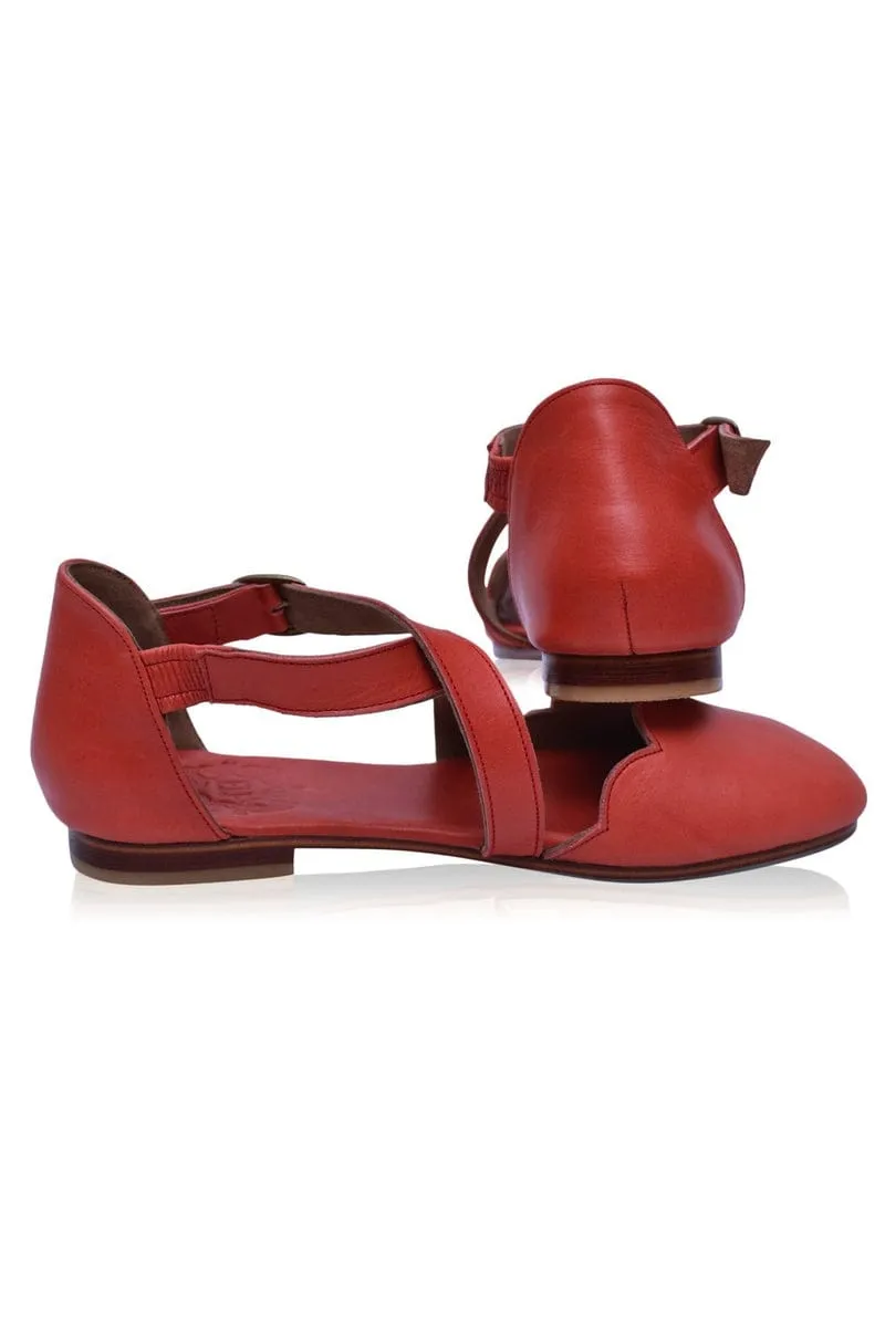 Mangrove Leather Flats in Vintage Red