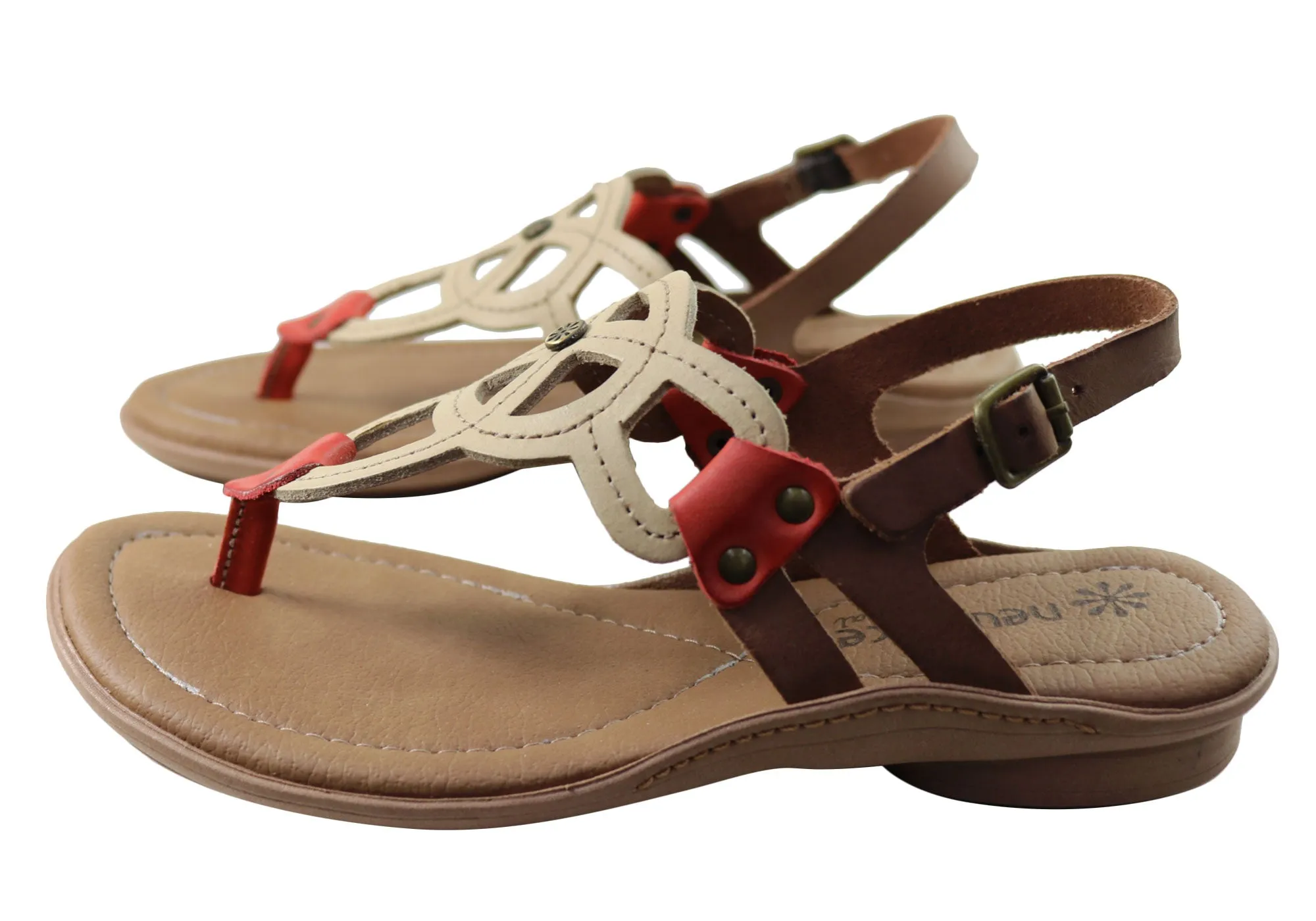 New Face Ellis Womens Comfortable Leather Sandals Made In Brazil