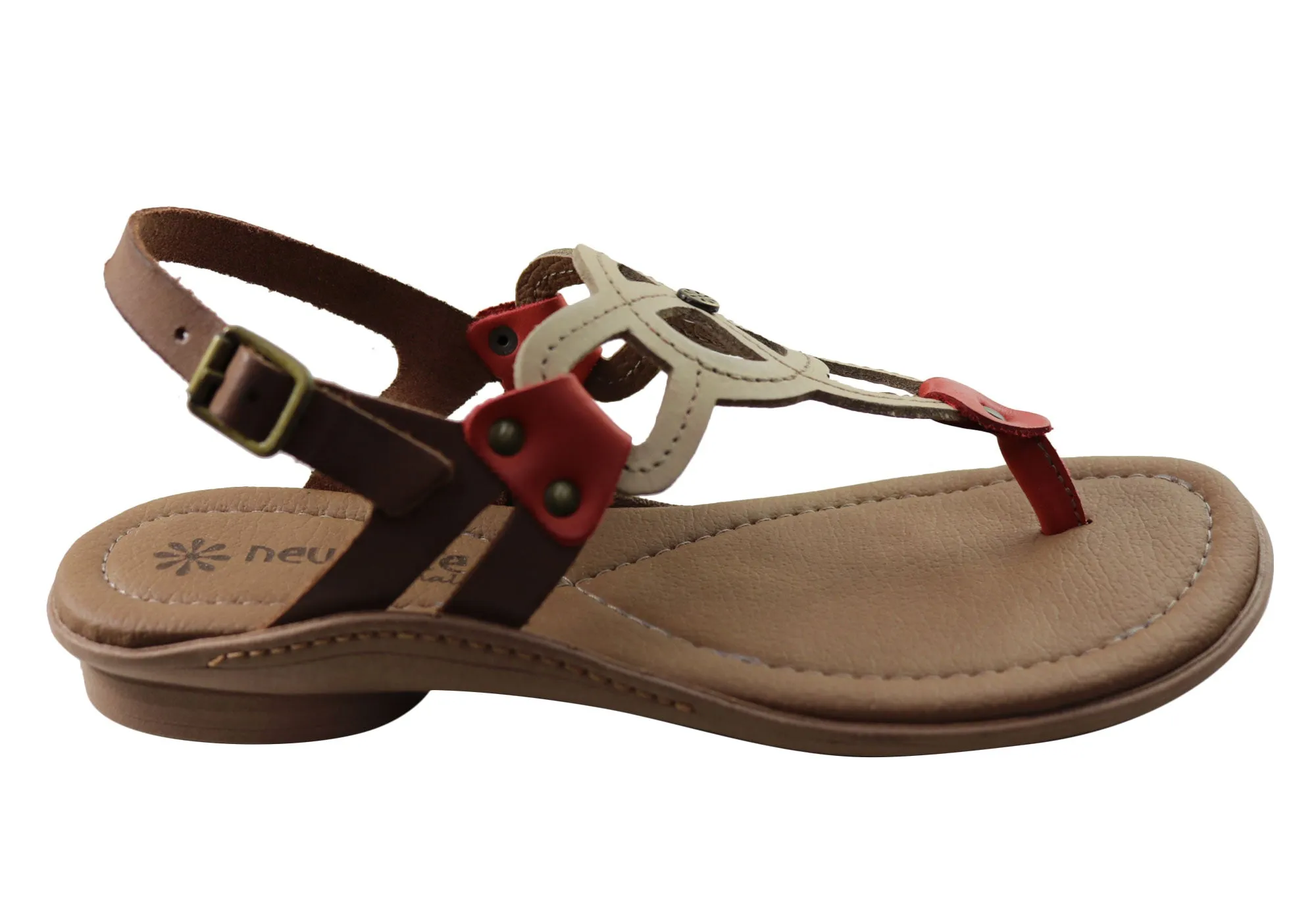 New Face Ellis Womens Comfortable Leather Sandals Made In Brazil