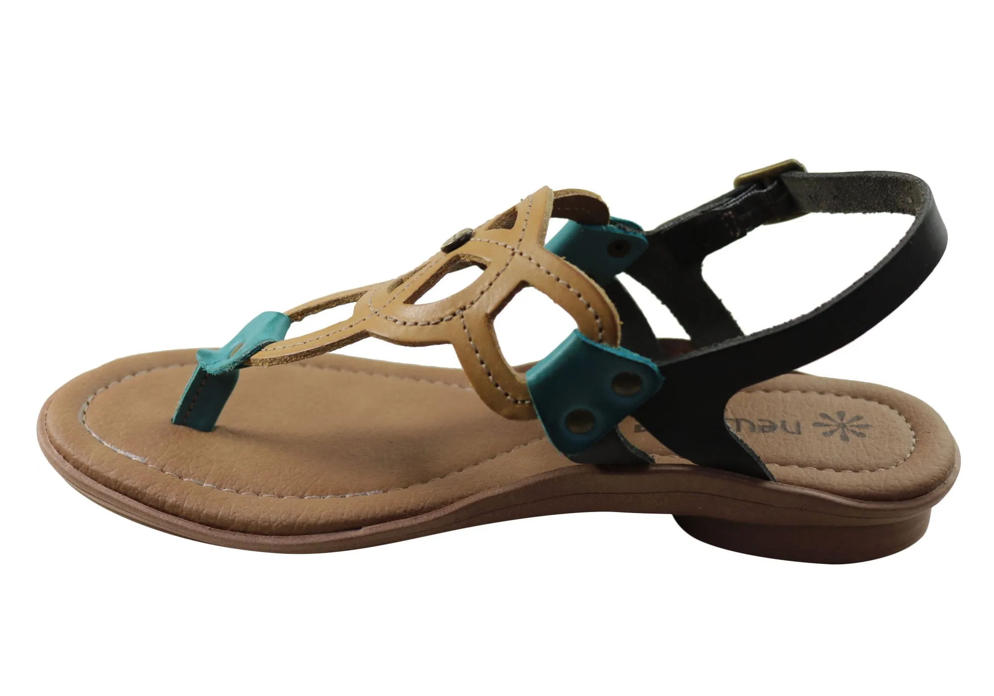 New Face Ellis Womens Comfortable Leather Sandals Made In Brazil