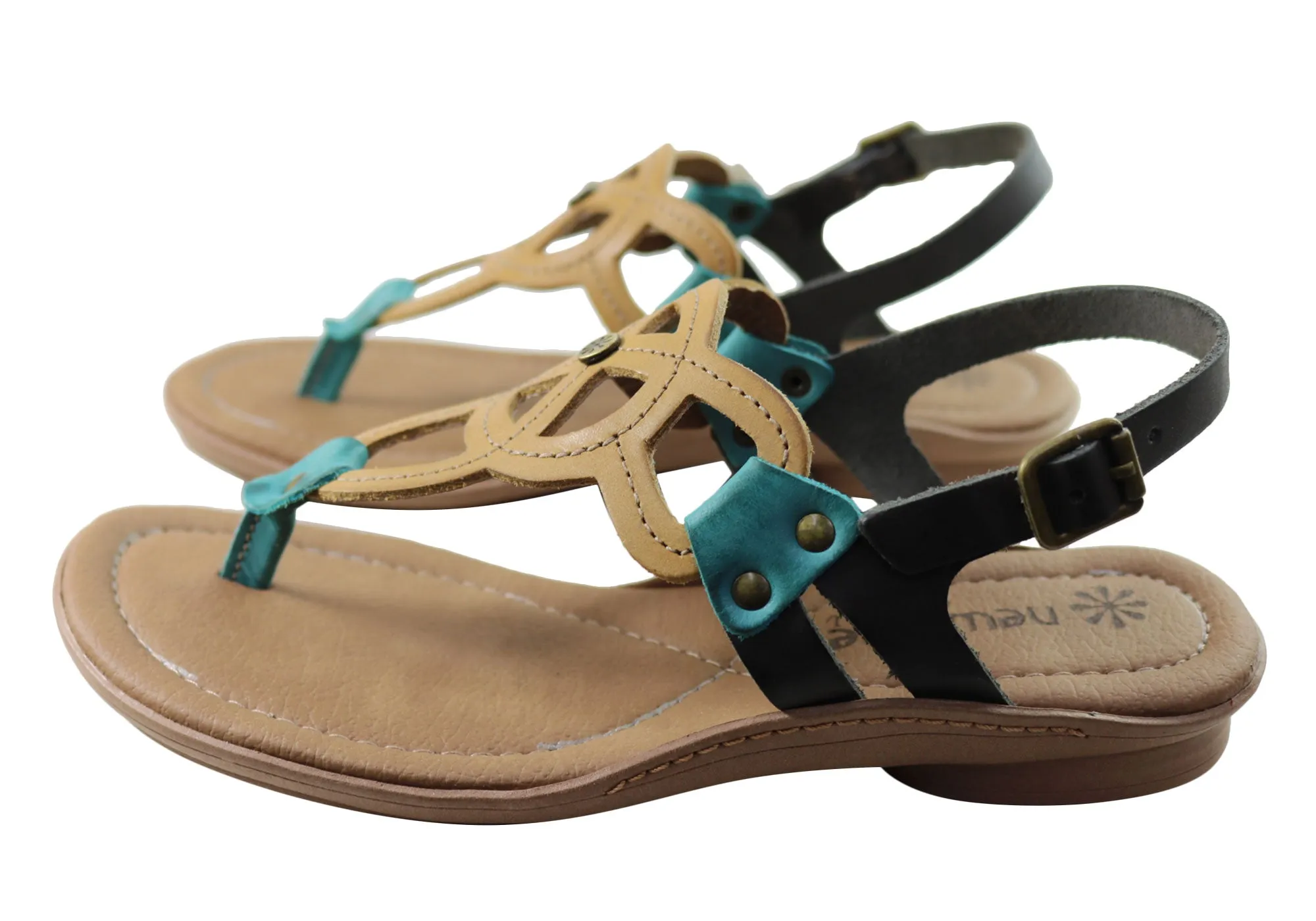 New Face Ellis Womens Comfortable Leather Sandals Made In Brazil