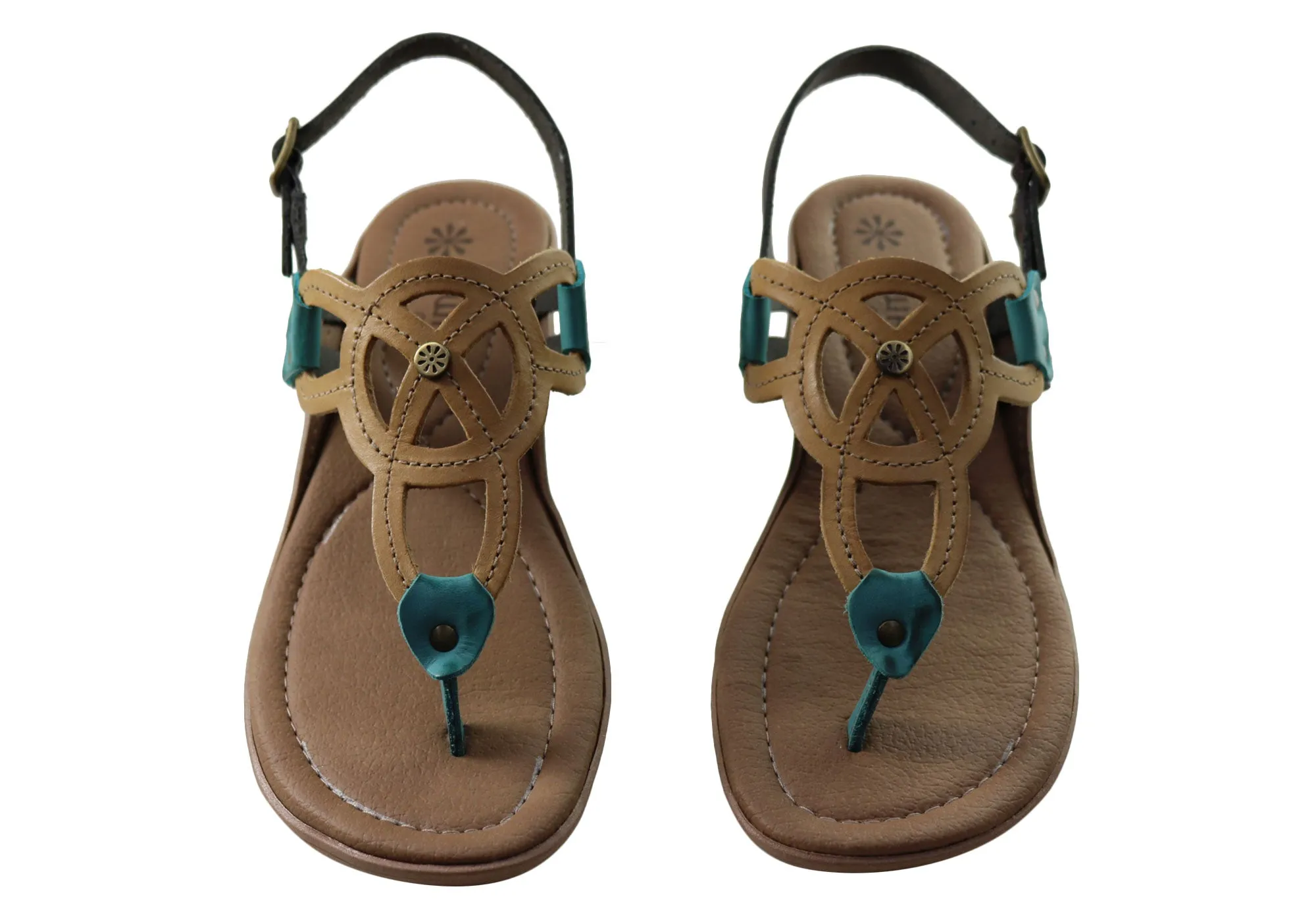 New Face Ellis Womens Comfortable Leather Sandals Made In Brazil