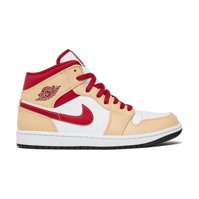 Nike Air Jordan 1 Mid (Light Curry Cardinal Red/ White O...