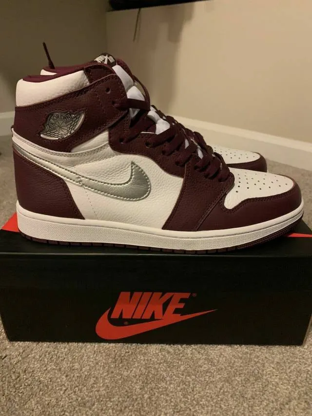 Nike Air Jordan 1 Retro High OG Bordeaux 4-14 White Meta...