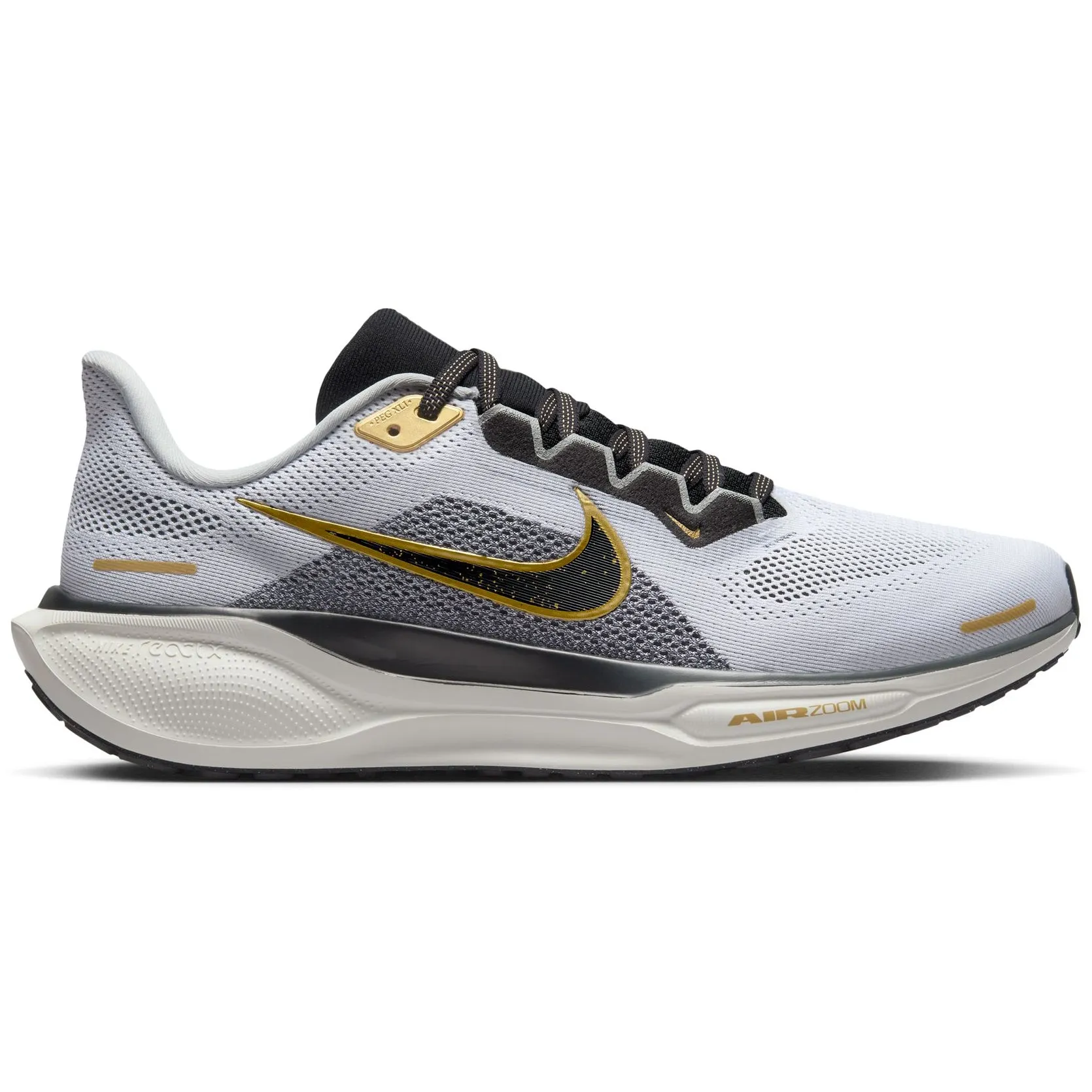 Nike Men's Pegasus 41 Running Shoes White / Metallic Gold / Light Smoke Grey / Black