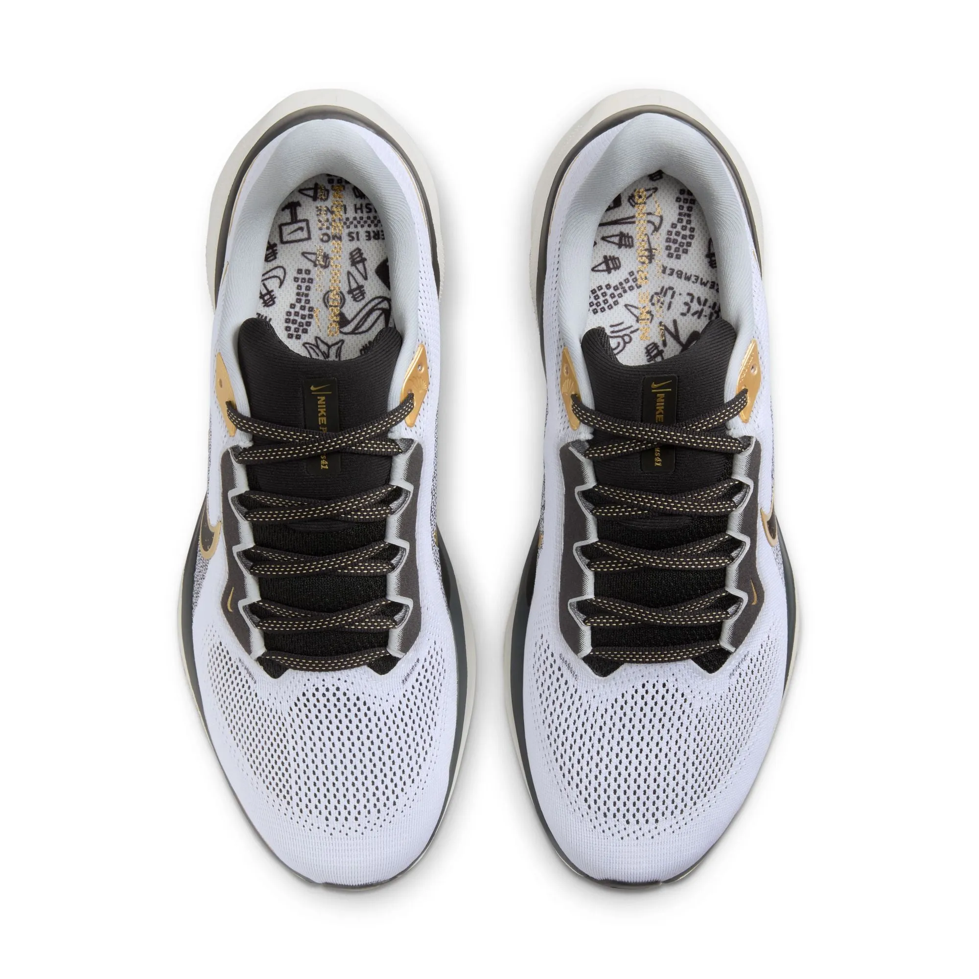 Nike Men's Pegasus 41 Running Shoes White / Metallic Gold / Light Smoke Grey / Black