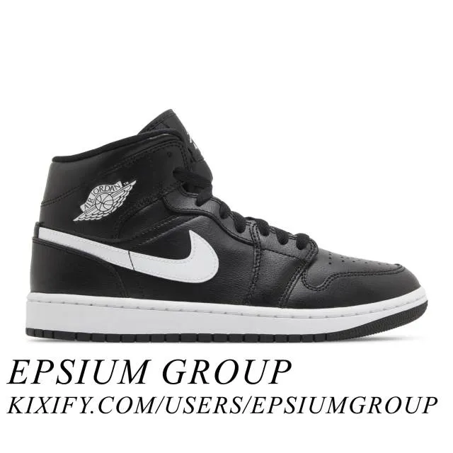 Nike Women's Air Jordan 1 Mid (Black White/ Black/ White...