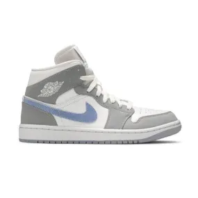 Nike Women's Air Jordan 1 Mid (White/ Aluminum/ Wolf Gre...