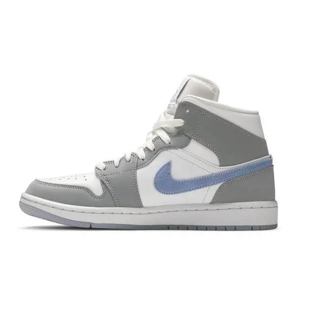 Nike Women's Air Jordan 1 Mid (White/ Aluminum/ Wolf Gre...