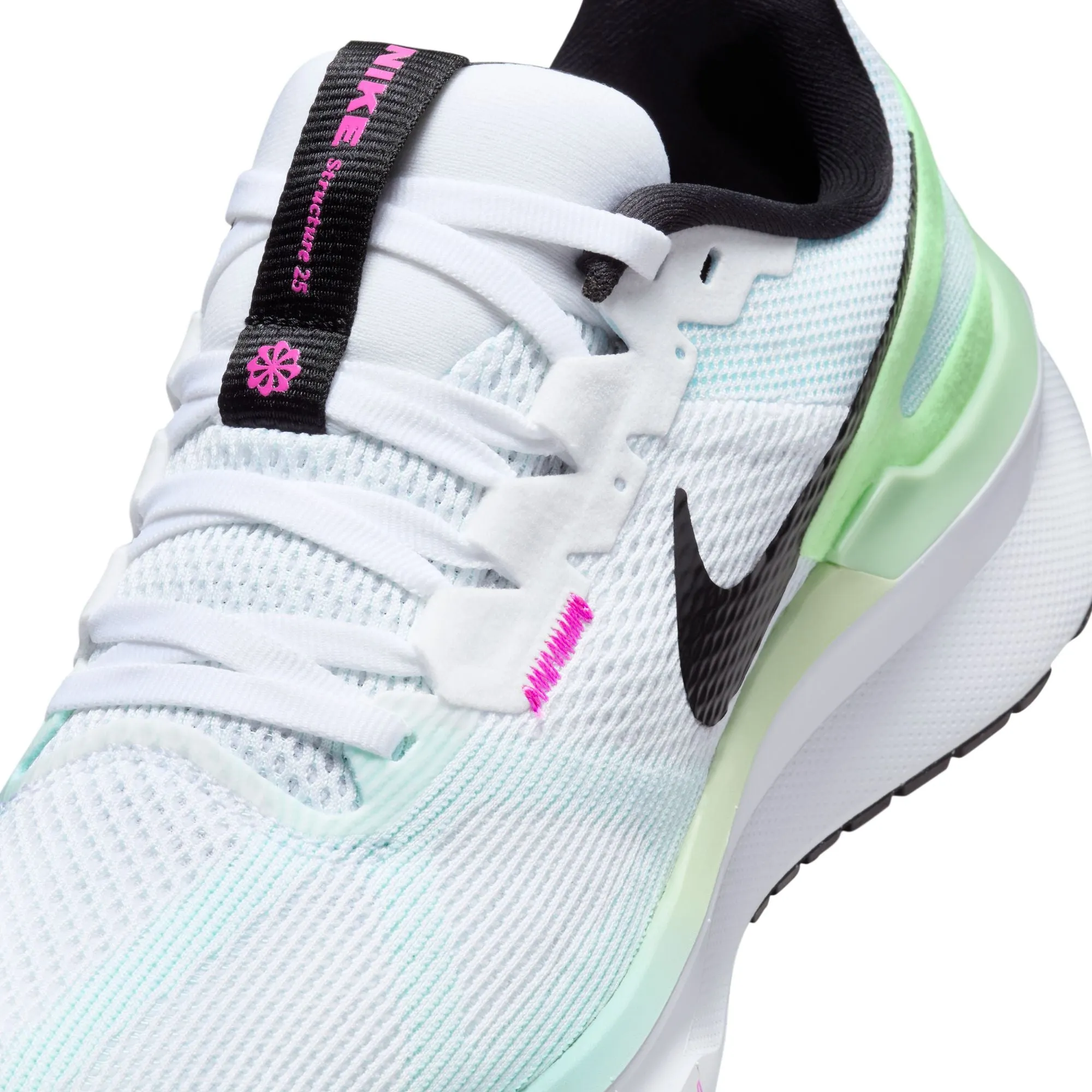 Nike Women's Structure 25 Running Shoes White / Glacier Blue / Vapour Green / Black