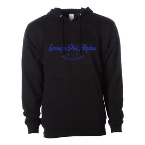 #Omega Phi Alpha Hoodie, Elegant Print Design