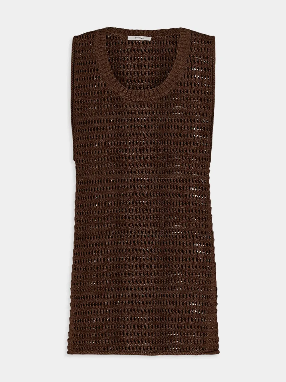 Open-Knit Brown Tank Top