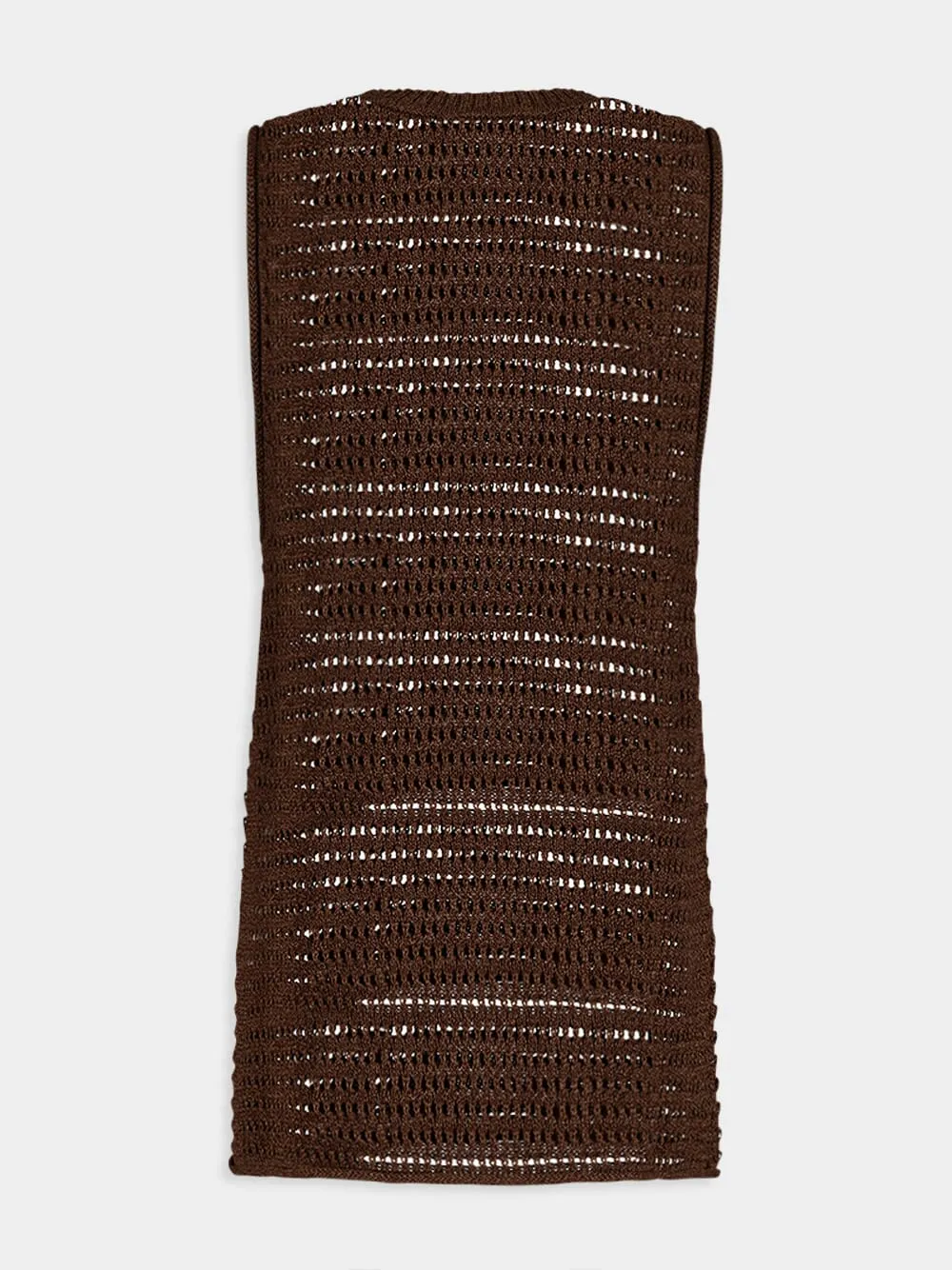 Open-Knit Brown Tank Top