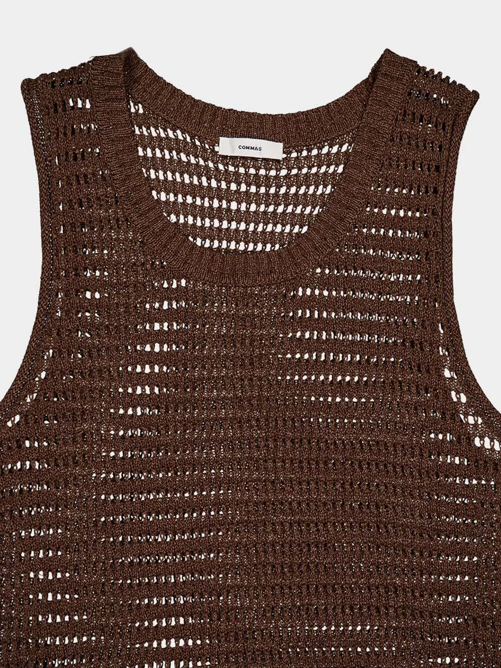 Open-Knit Brown Tank Top