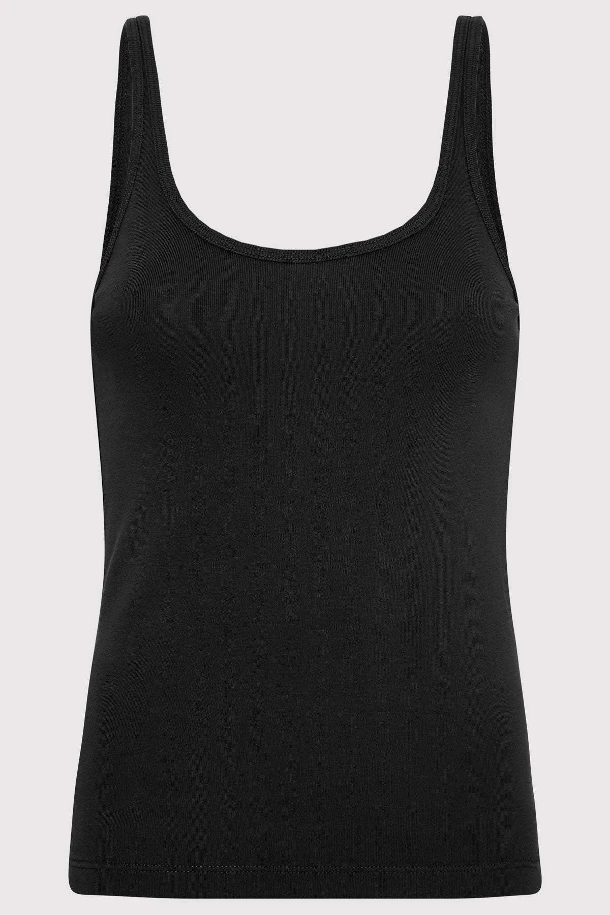 Organic Cotton Slim Scoop Tank - Black