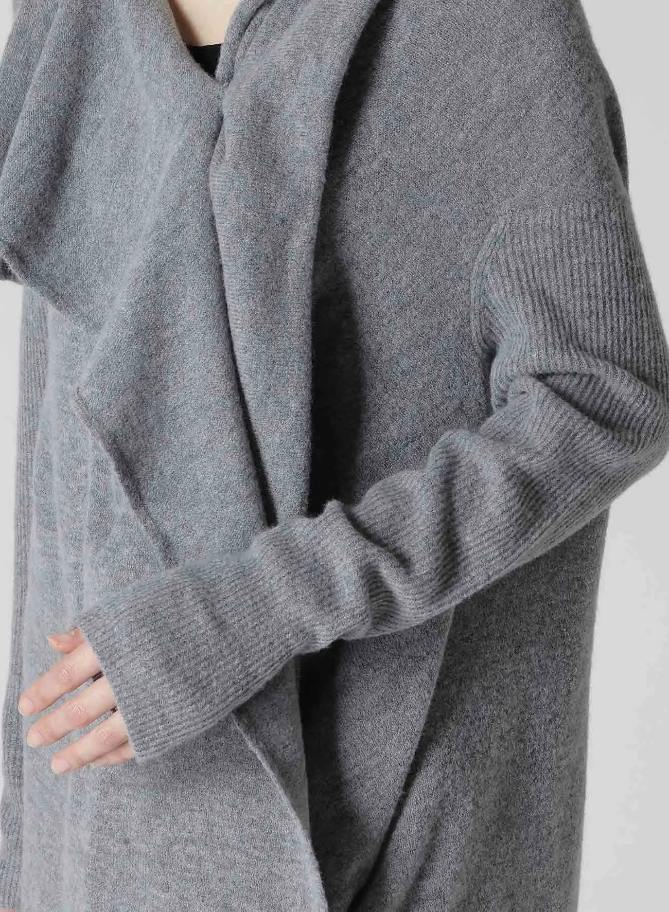 PLAIN WEAVE DRAPED CARDIGAN