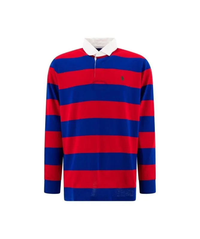 Polo Ralph Lauren Stripe Rugby Polo Sweatshirt | green-710717116046-red-048 -kular fashion