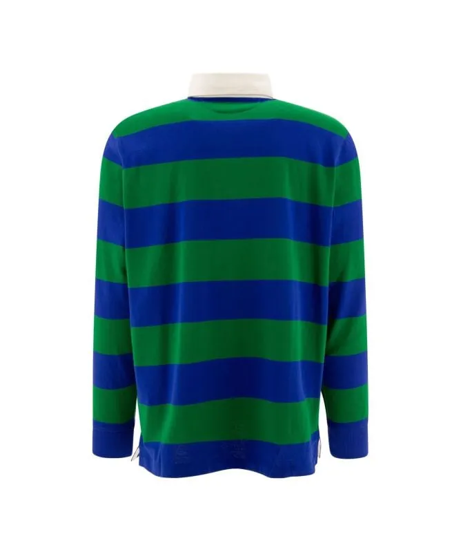 Polo Ralph Lauren Stripe Rugby Polo Sweatshirt | green-710717116046-red-048 -kular fashion