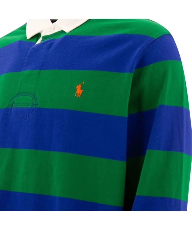 Polo Ralph Lauren Stripe Rugby Polo Sweatshirt | green-710717116046-red-048 -kular fashion