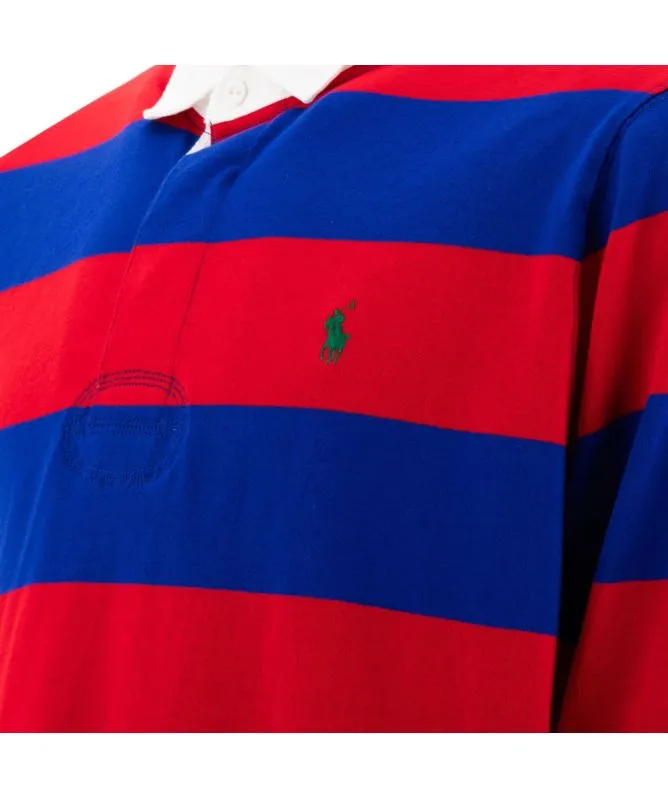 Polo Ralph Lauren Stripe Rugby Polo Sweatshirt | green-710717116046-red-048 -kular fashion