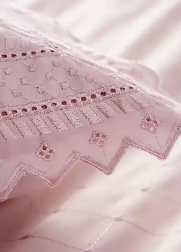 Portfolio Home Pink Broderie Anglaise Duvet Cover & Pillowcase Set | Kaleidoscope