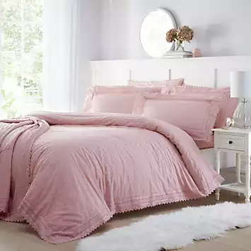 Portfolio Home Pink Broderie Anglaise Duvet Cover & Pillowcase Set | Kaleidoscope