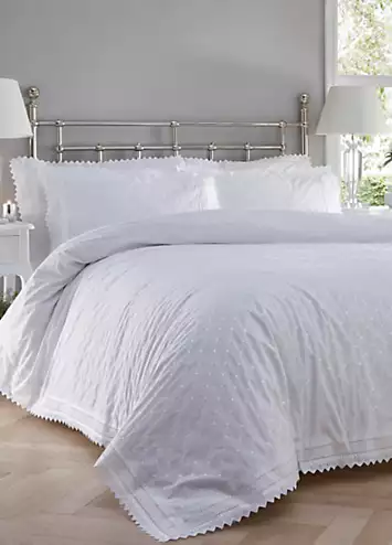 Portfolio Home White Broderie Anglaise Duvet Cover and Pillowcase Set | Kaleidoscope