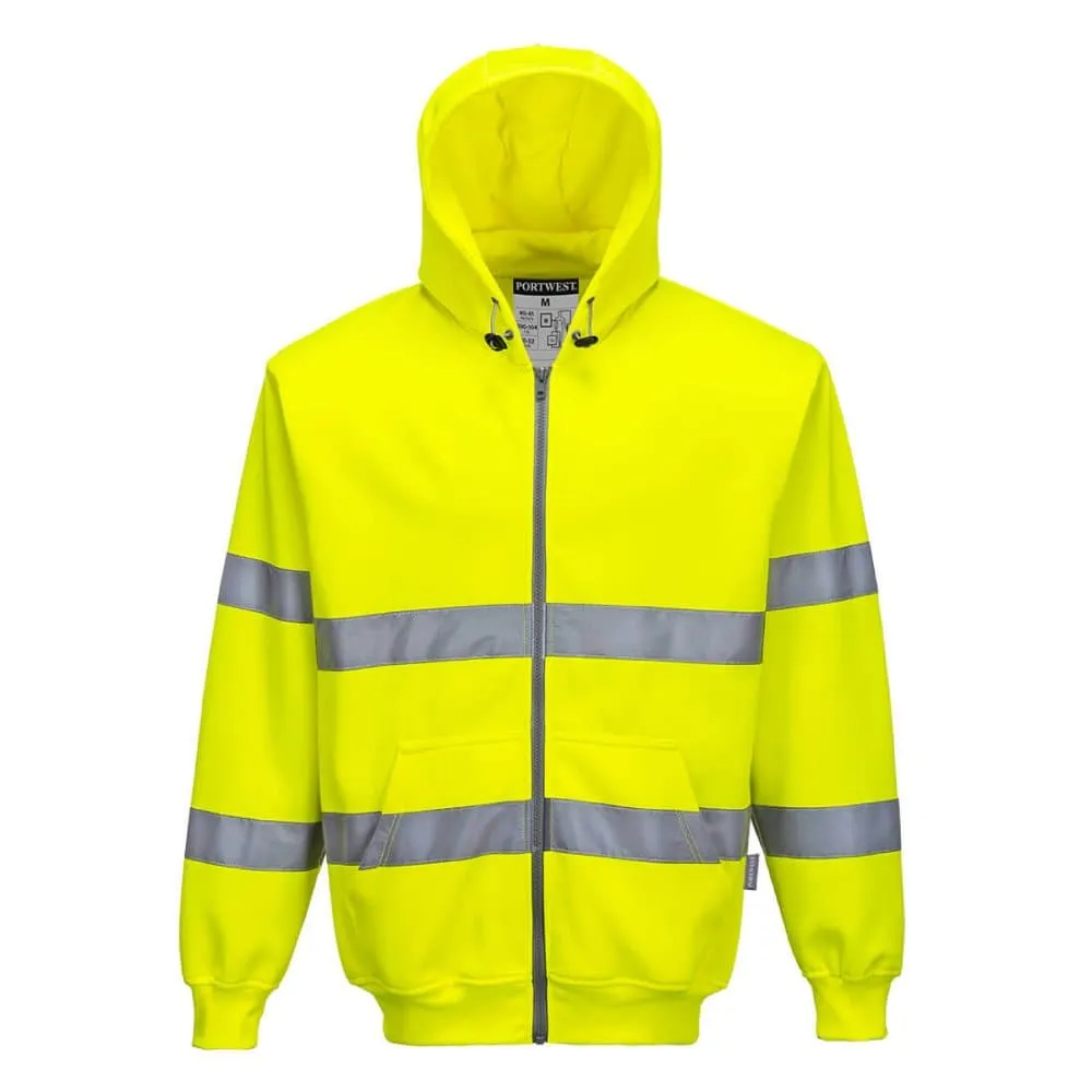 PORTWEST B305 HI-VIS ZIPPED HOODIE