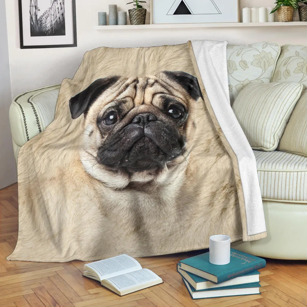 Premium Blanket Pug Face Hair Blanket