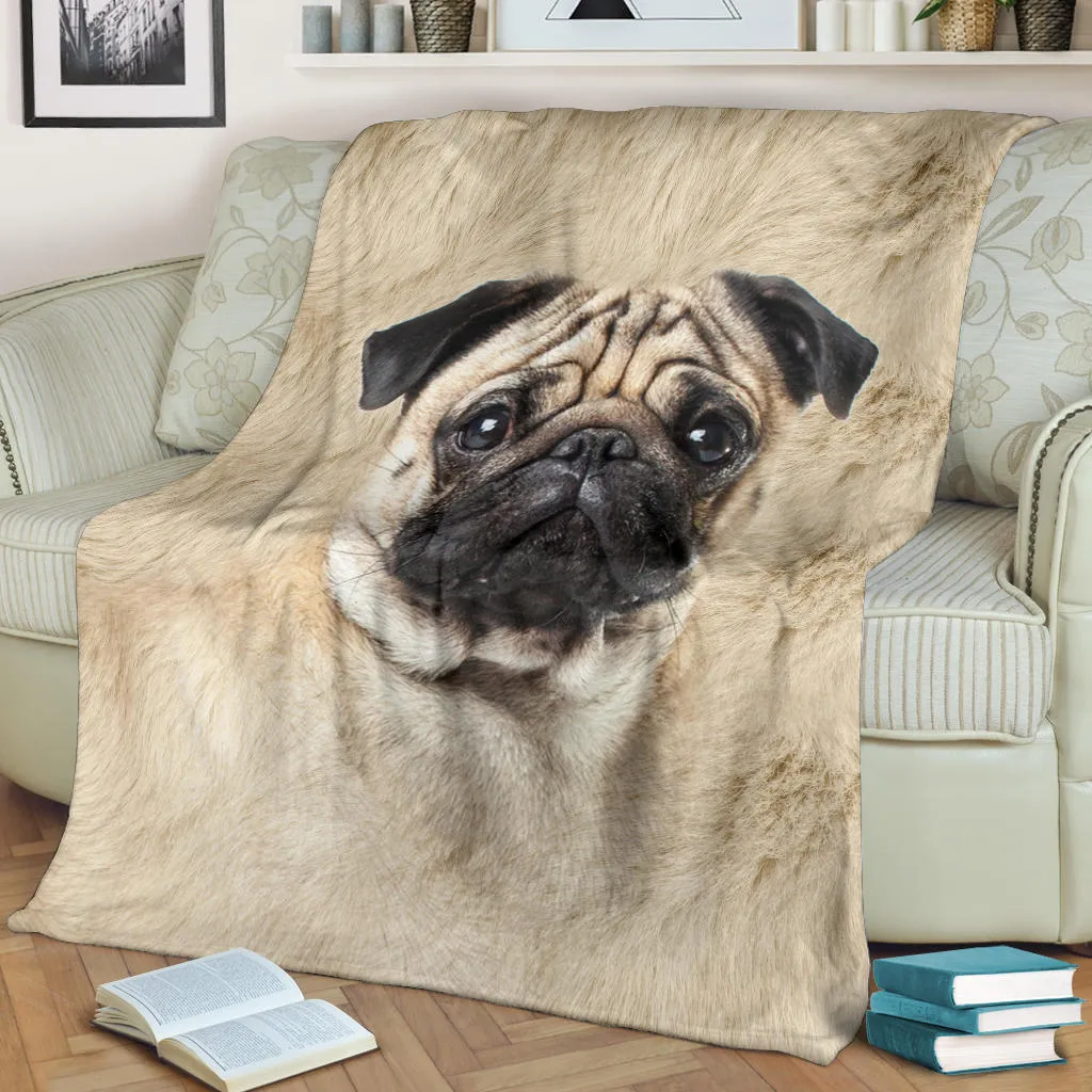 Premium Blanket Pug Face Hair Blanket