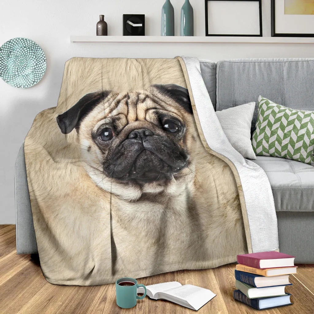 Premium Blanket Pug Face Hair Blanket