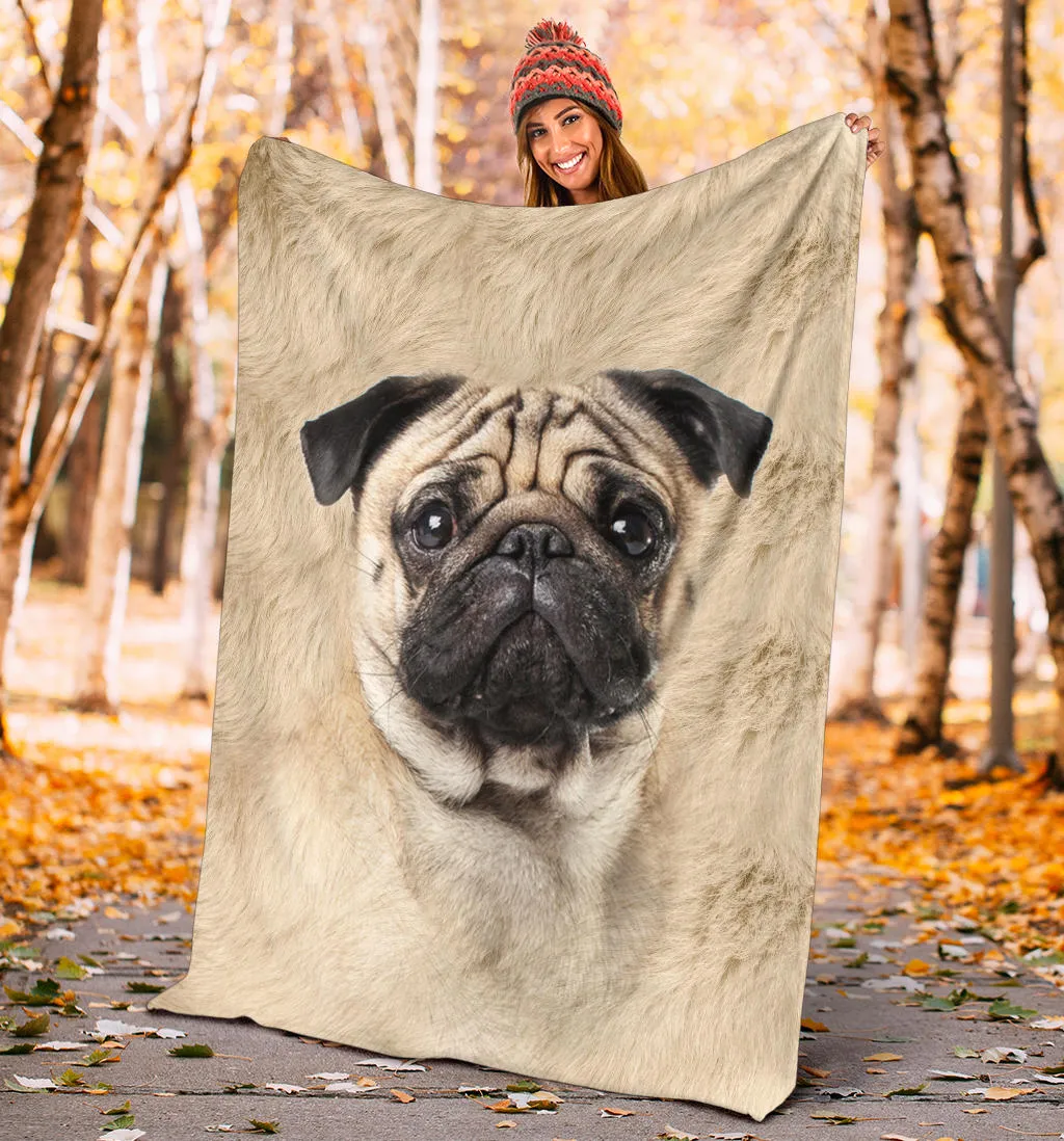 Premium Blanket Pug Face Hair Blanket