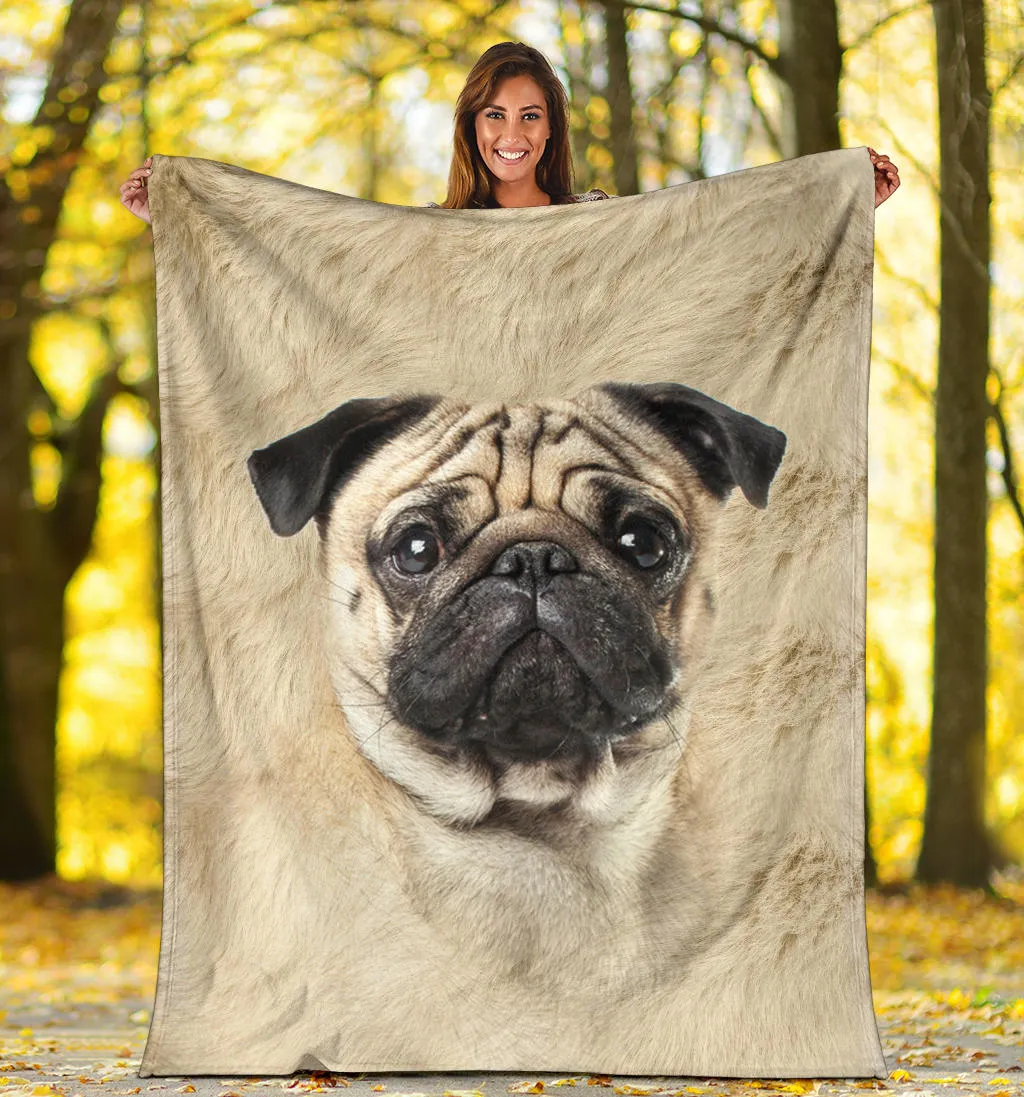 Premium Blanket Pug Face Hair Blanket