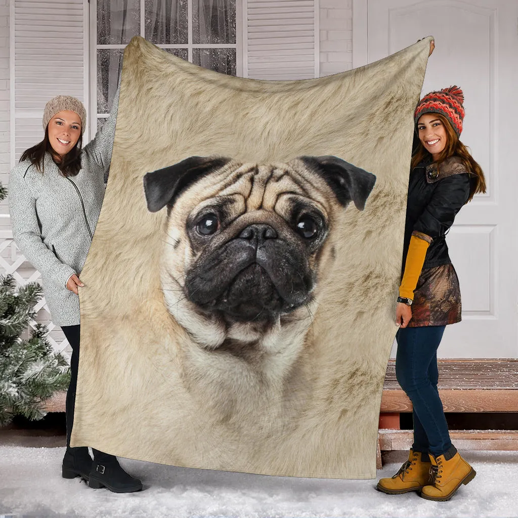 Premium Blanket Pug Face Hair Blanket