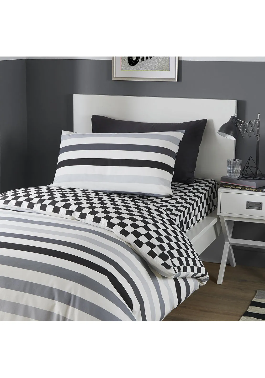 Racing Stripe Duvet Cover Set - Mono