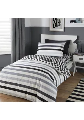 Racing Stripe Duvet Cover Set - Mono