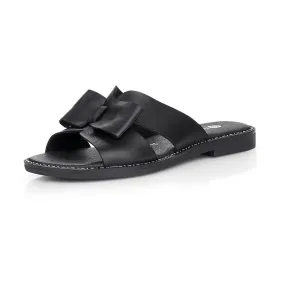 Remonte NV Women's Black Leather Sandals Spring Summer Flat Open Toe